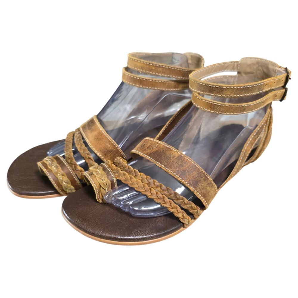 ROAN By Bed Stu Leather Gladiator Sandals Womens 10 Brown Braided Strap Boho